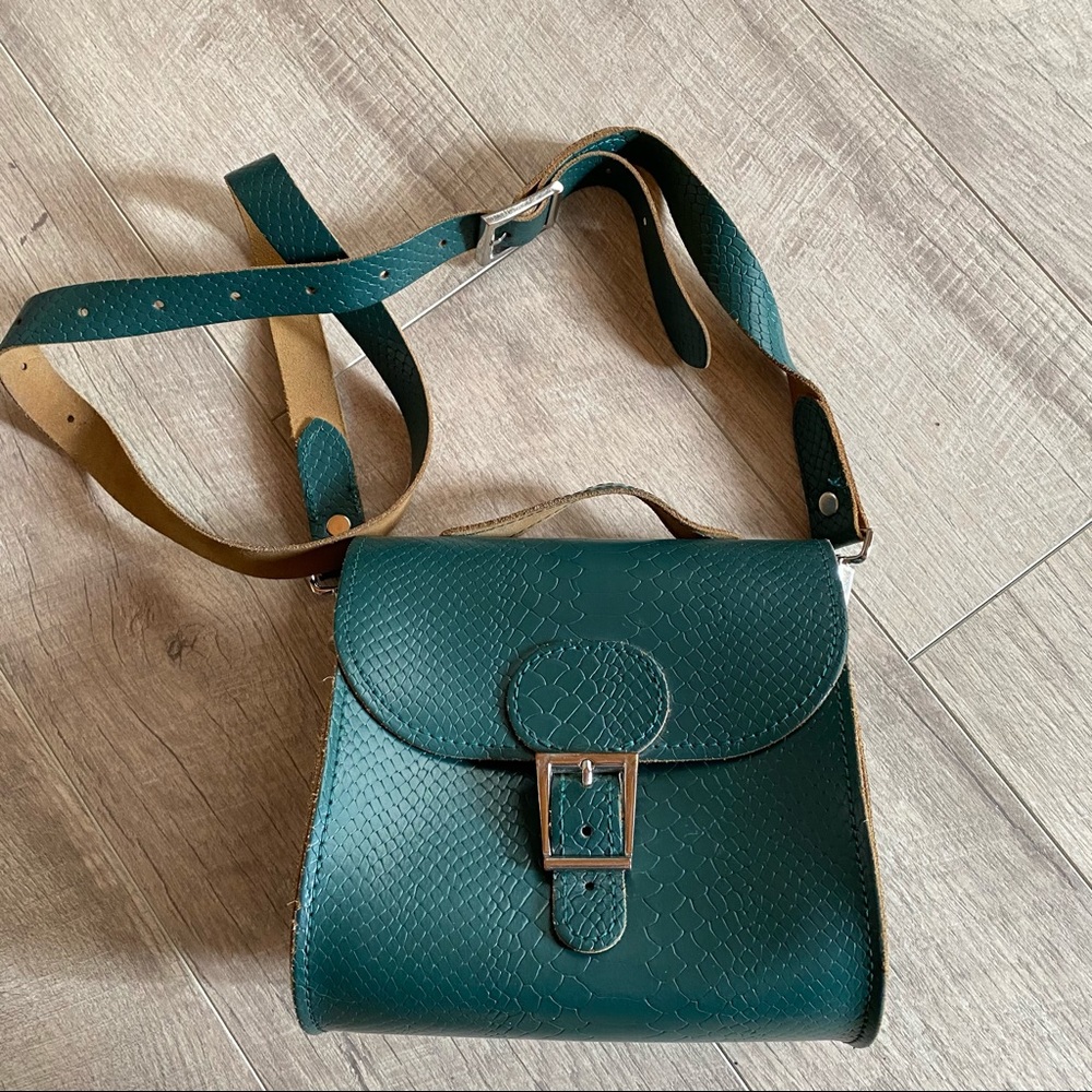 Brit Luxe Shoulder Bag Forest Green Croc Leather